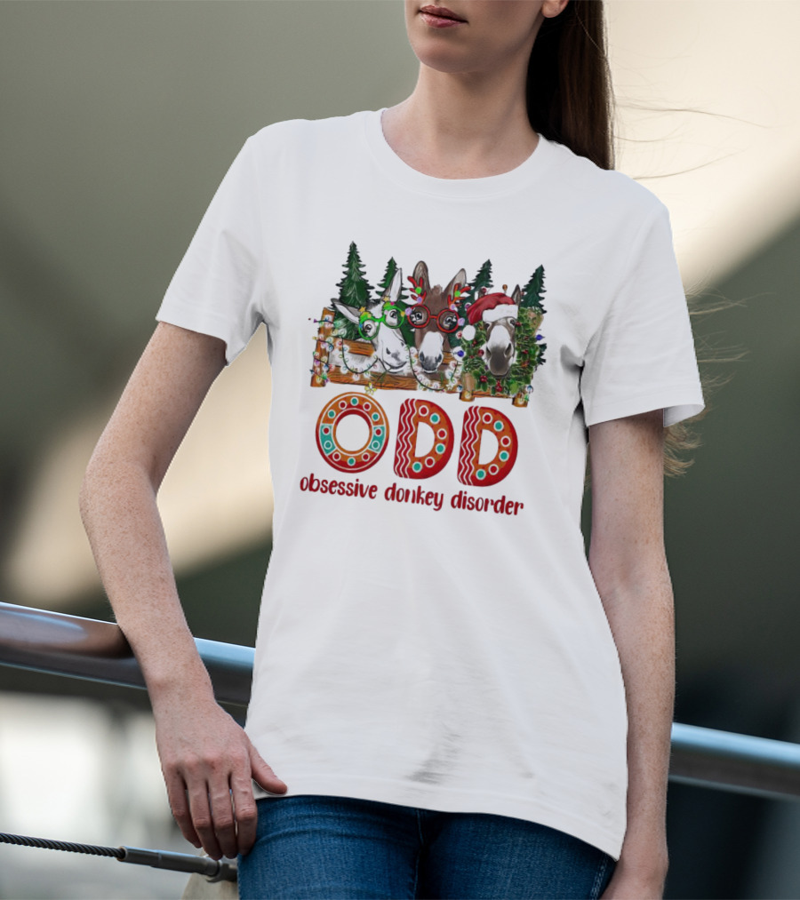ODD Obsessive Donkey Disorder Christmas Holiday Donkeys With Festive Decorations T-Shirt