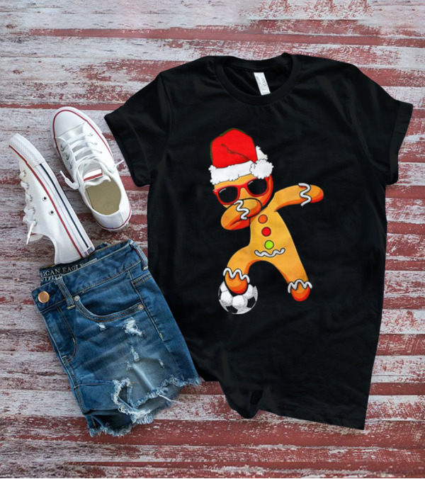 Christmas Dabbing Gingerbread Santa Hat Soccer Ball T-Shirt