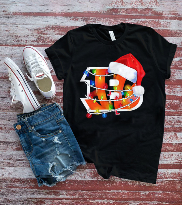 Cincinnati Bengals Christmas Lights Santa Hat Logo Holiday Football T-Shirt