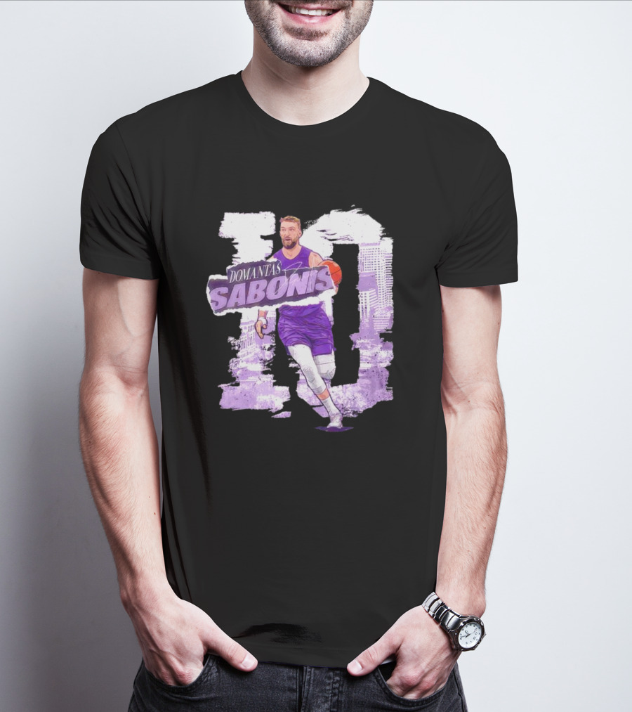 Domantas Sabonis Sacramento Basketball Purple T-Shirt