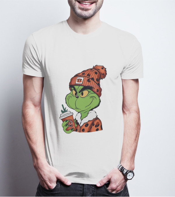 Grinch Boujee Cincinnati Bengals Football Fan Holiday T-Shirt