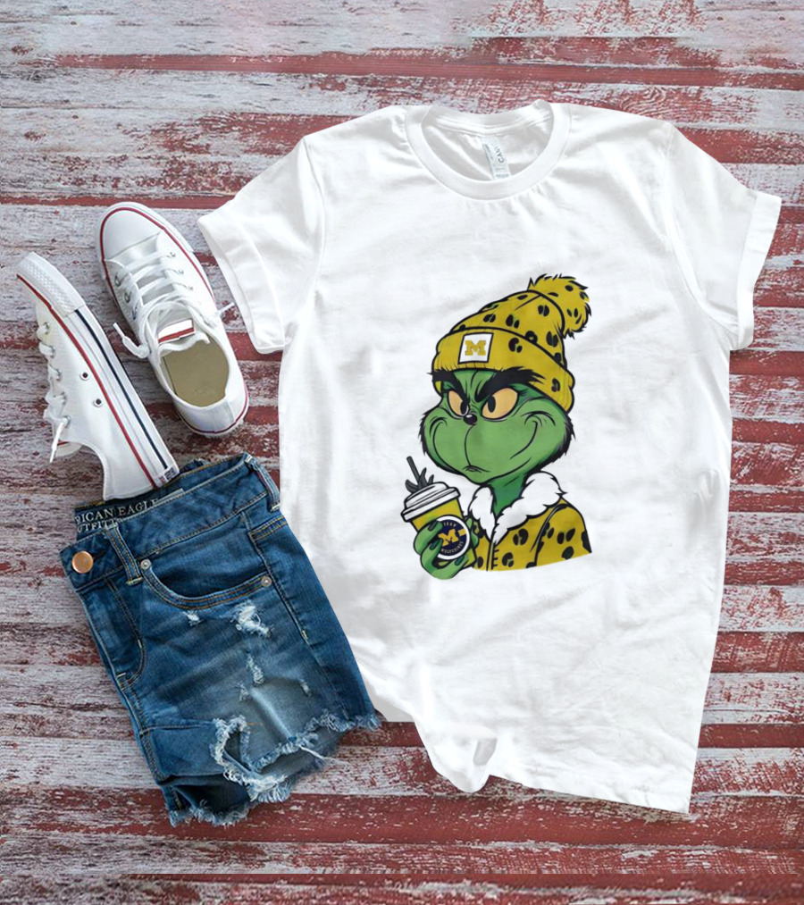 Grinch Boujee Michigan Wolverines M Logo Winter Outfit Coffee Cup T-Shirt