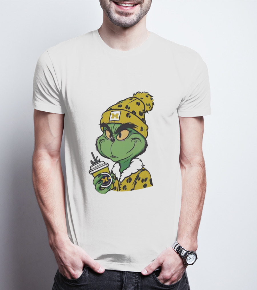 Grinch Boujee Michigan Wolverines M Logo Winter Outfit Coffee Cup T-Shirt