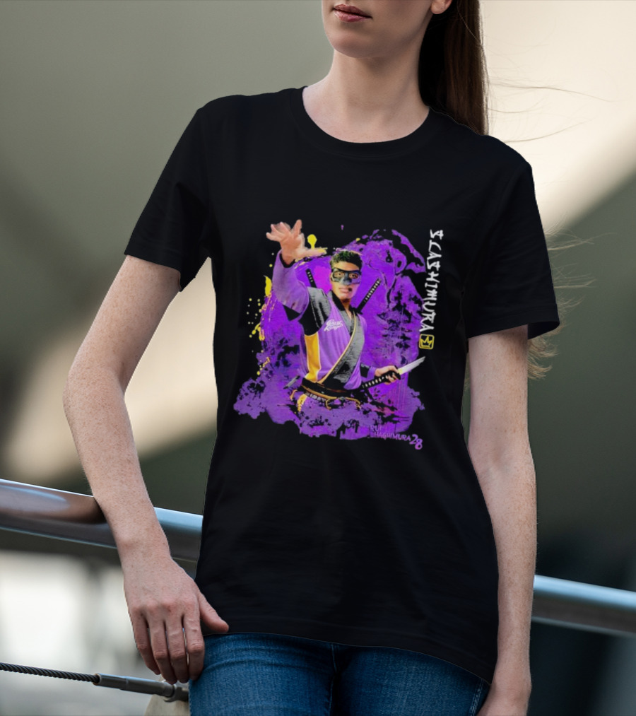 Rui Slashimura 28 Purple Warrior With Mask And Swords T-Shirt