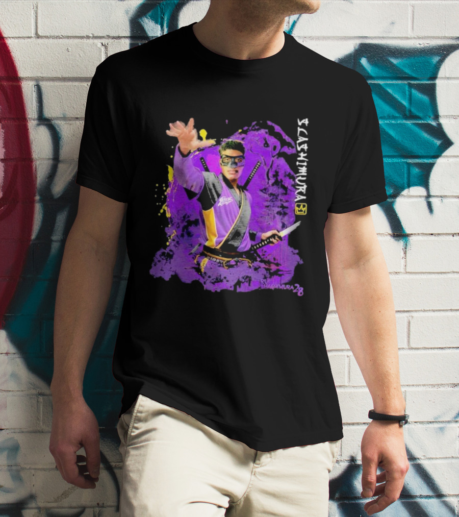 Rui Slashimura 28 Purple Warrior With Mask And Swords T-Shirt
