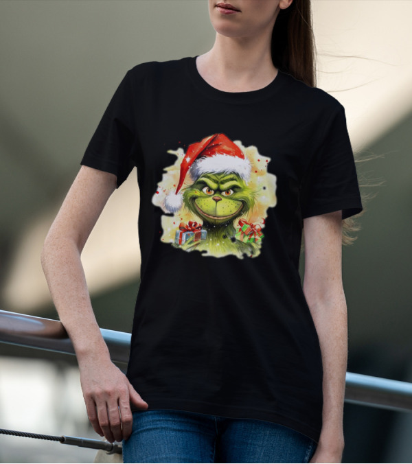 Santa Grinch Watercolor Christmas Gift Boxes T-Shirt