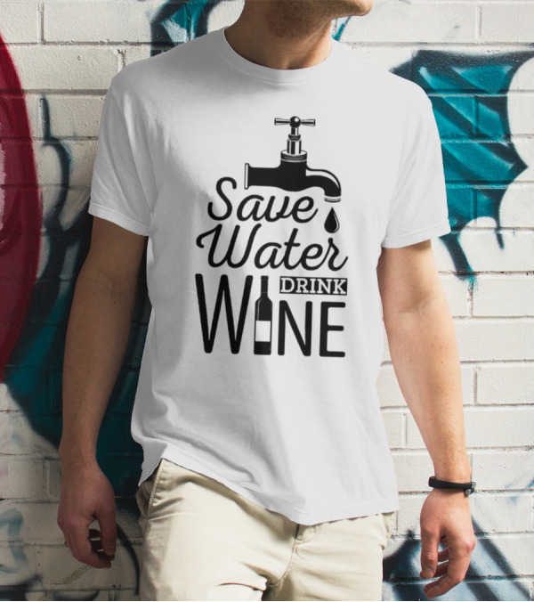 Save Water Drink Wine With Faucet And Bottle T-Shirt