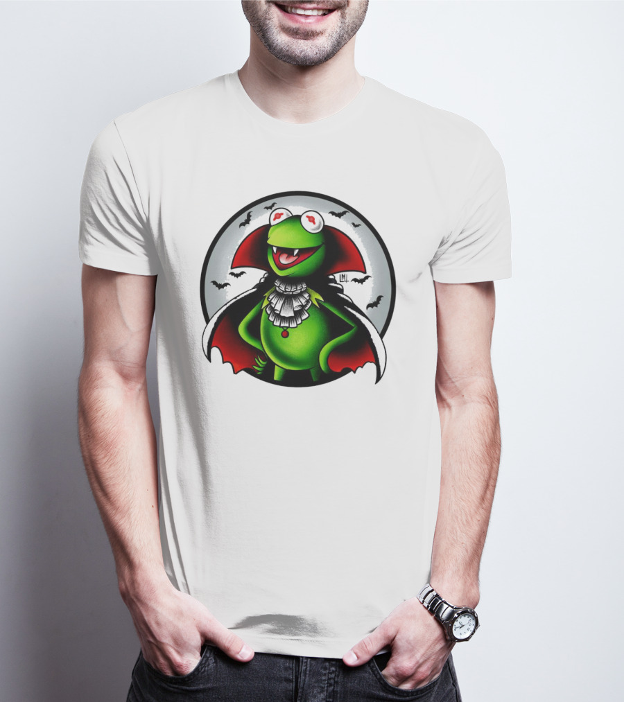 Vampire Kermit The Frog Moon Bats Cloaked Character T-Shirt