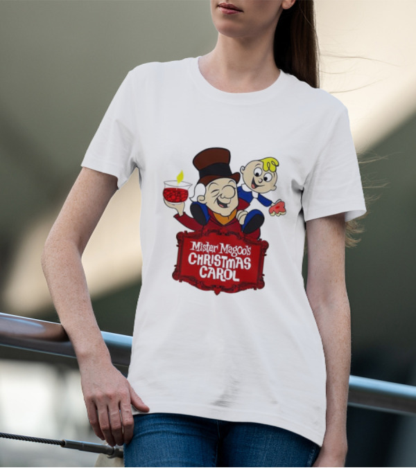 Mister Magoo's Christmas Carol Cartoon Illustration With Festive Characters T-Shirt
