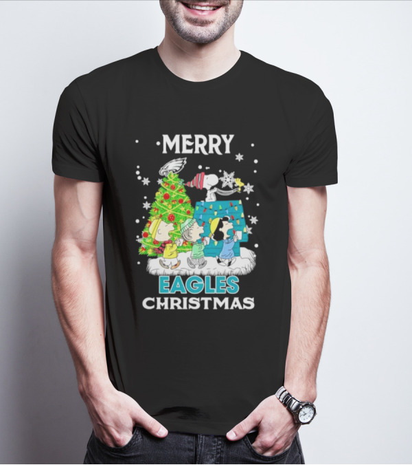 Merry Peanuts Eagles Christmas Holiday T-Shirt