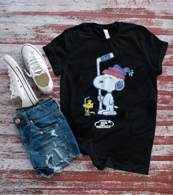 Snoopy Woodstock Peanuts USA Hockey T-Shirt