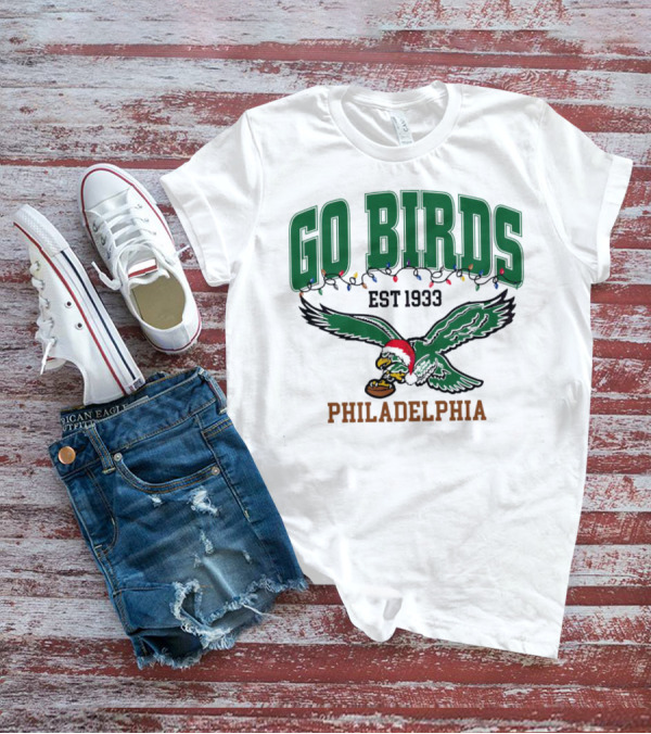 Go Birds Philadelphia Eagles Est 1933 Christmas Holiday Lights T-Shirt