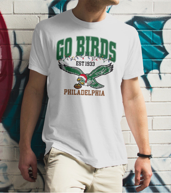 Go Birds Philadelphia Eagles Est 1933 Christmas Holiday Lights T-Shirt