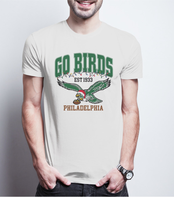 Go Birds Philadelphia Eagles Est 1933 Christmas Holiday Lights T-Shirt