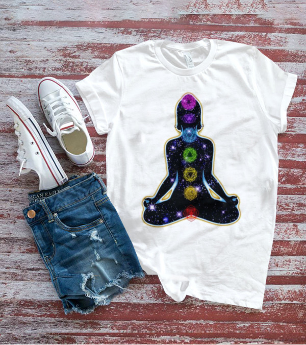 Rainbow Chakras Galaxy Meditation Christmas T-Shirt