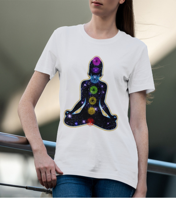 Rainbow Chakras Galaxy Meditation Christmas T-Shirt