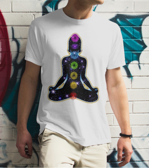 Rainbow Chakras Galaxy Meditation Christmas T-Shirt