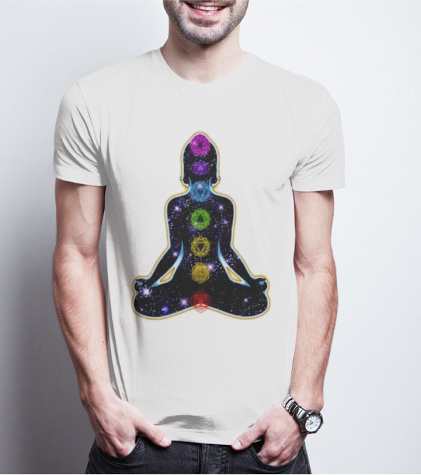 Rainbow Chakras Galaxy Meditation Christmas T-Shirt
