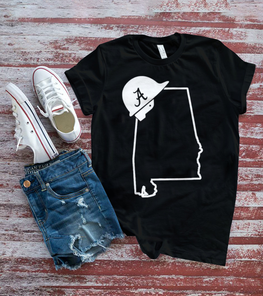 Alabama State Outline With A Logo Helmet Design New T-Shirt