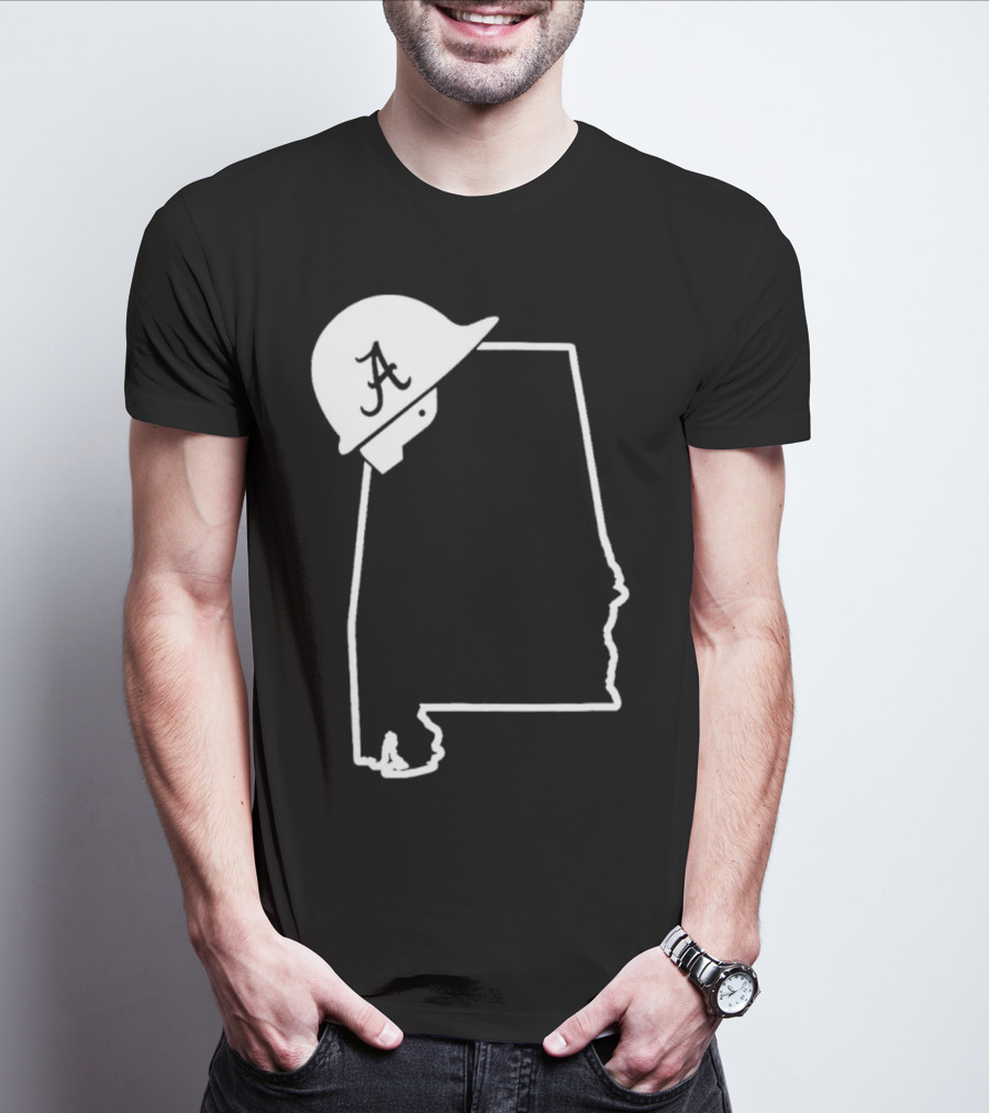 Alabama State Outline With A Logo Helmet Design New T-Shirt