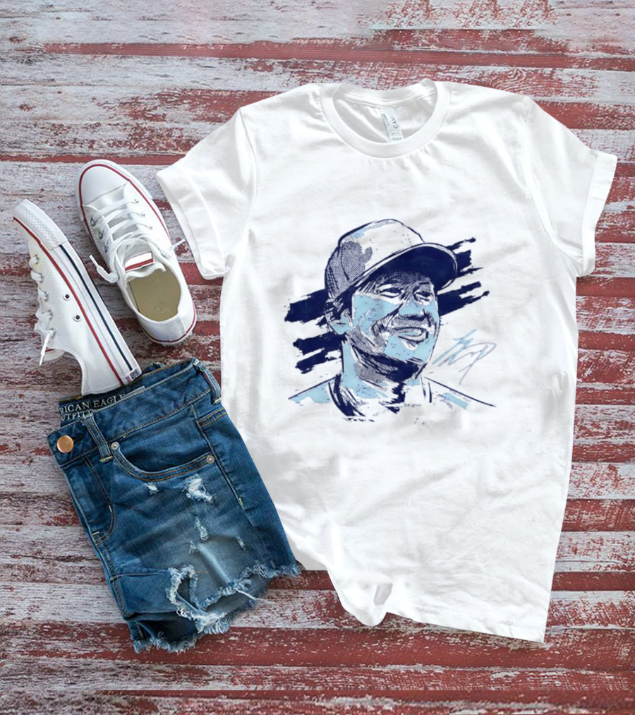Shohei Ohtani Sketch Portrait Blue Brushstroke T-Shirt