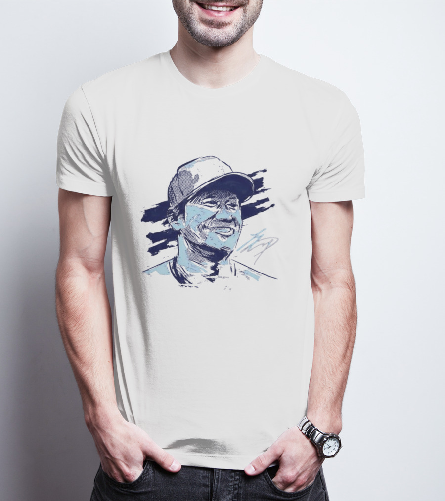 Shohei Ohtani Sketch Portrait Blue Brushstroke T-Shirt