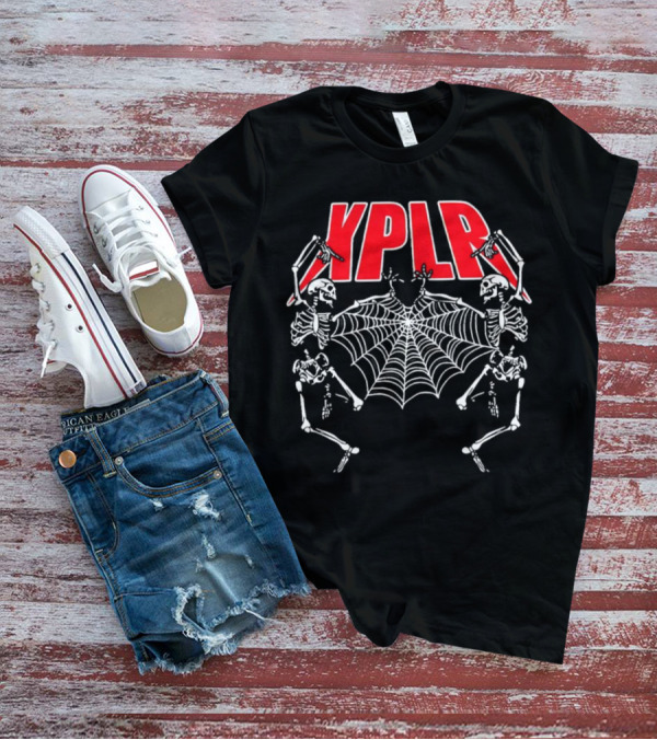 XPLR Skeletons With Holiday Web And Drumming Sticks T-Shirt