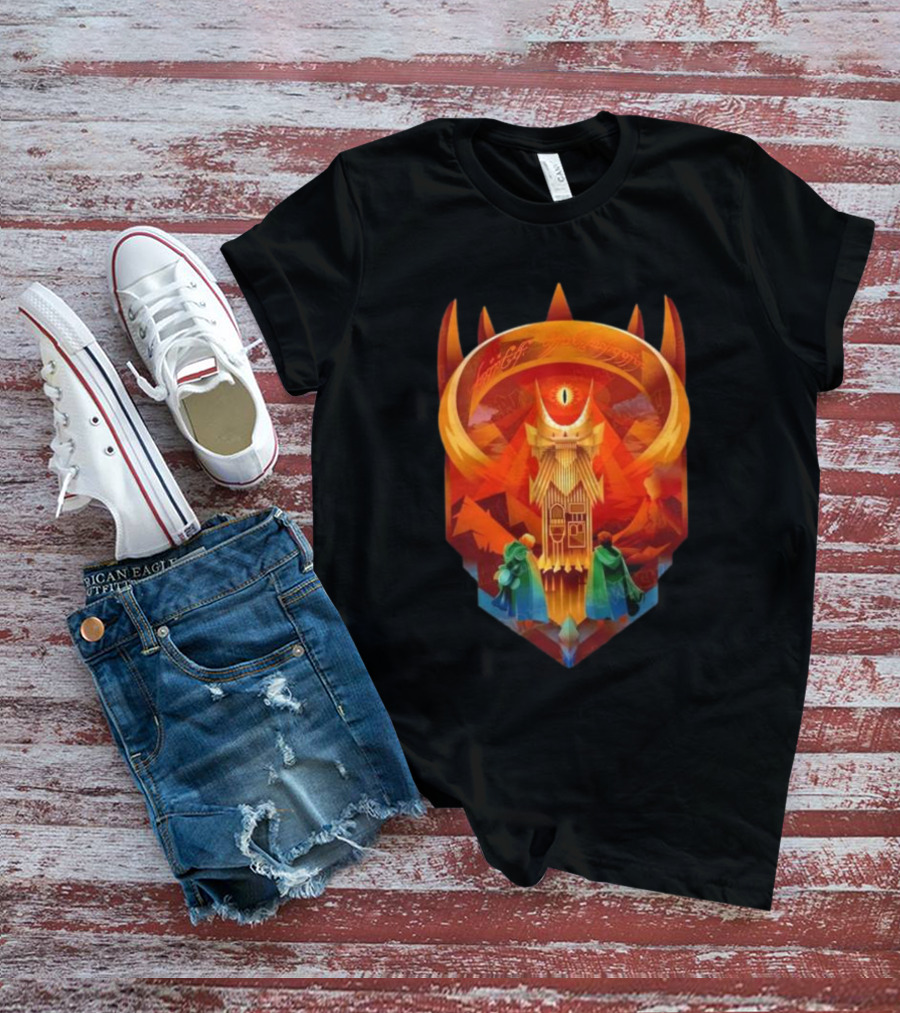 The Dark Fortress Of Mordor - Art Deco Eye Of Sauron Adventure T-Shirt