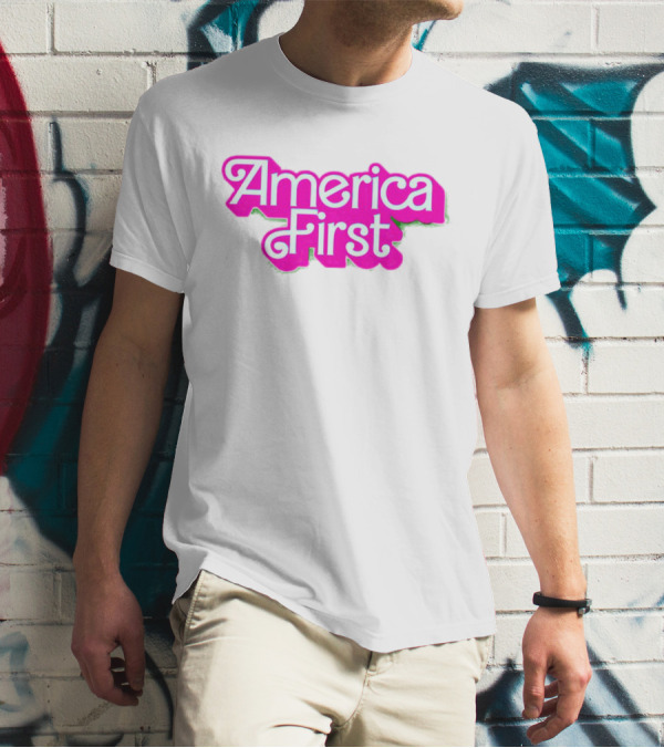 America First Barbie Style Pink Font T-Shirt