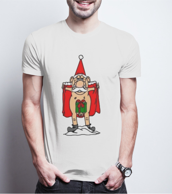 Christmas Santa Gnome With Naughty Gift And Hat T-Shirt