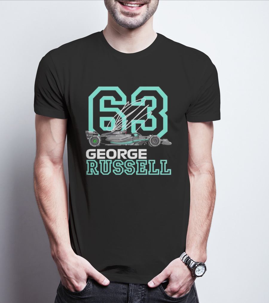 George Russell 63 Signature Formula 1 Car Racing T-Shirt