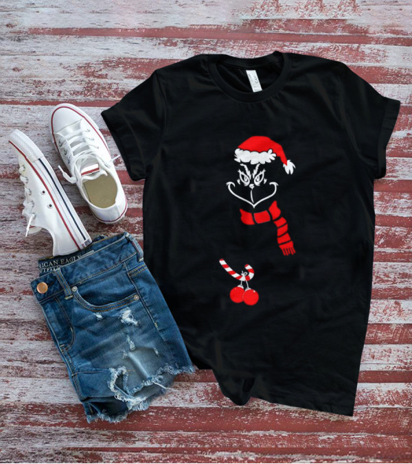 Grinch Santa Hat Scarf Candy Cane Christmas Balls T-Shirt