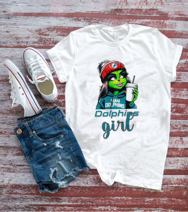Miami Dolphins Grinch Drink Girl T-Shirt