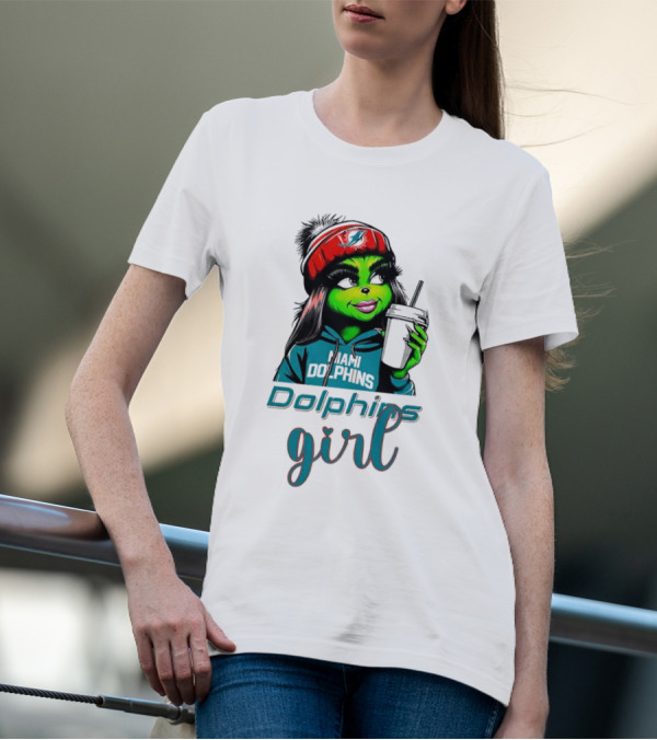 Miami Dolphins Grinch Drink Girl T-Shirt