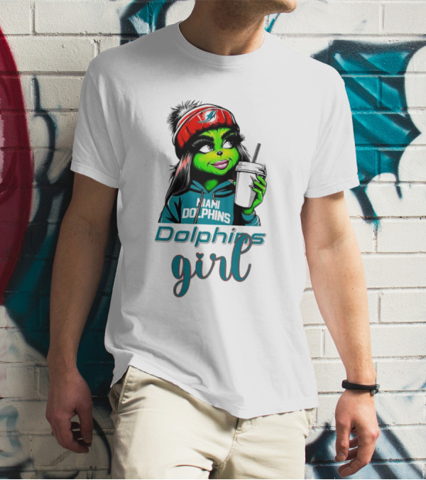Miami Dolphins Grinch Drink Girl T-Shirt
