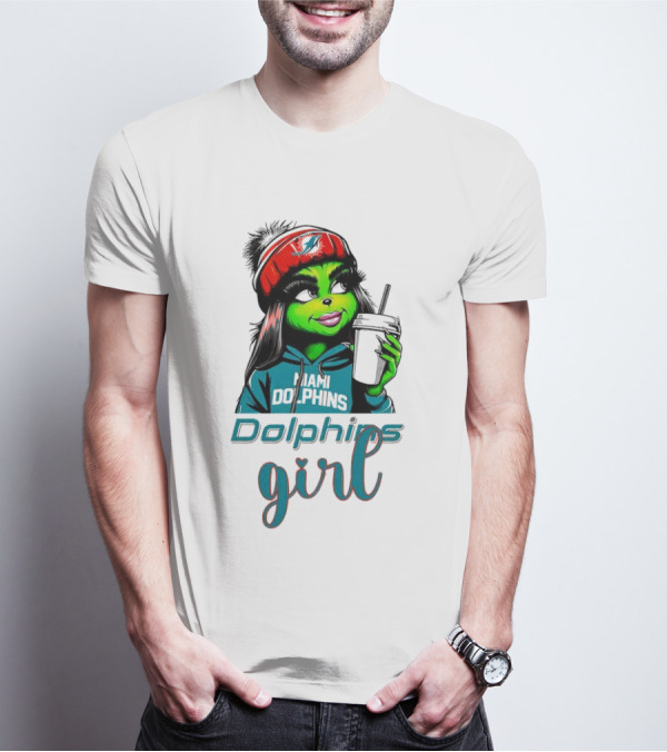 Miami Dolphins Grinch Drink Girl T-Shirt