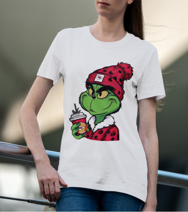 Grinch Kansas City Chiefs Leopard Print Coffee Cup T-Shirt