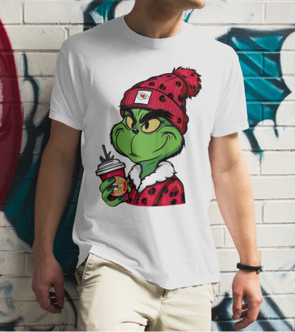 Grinch Kansas City Chiefs Leopard Print Coffee Cup T-Shirt