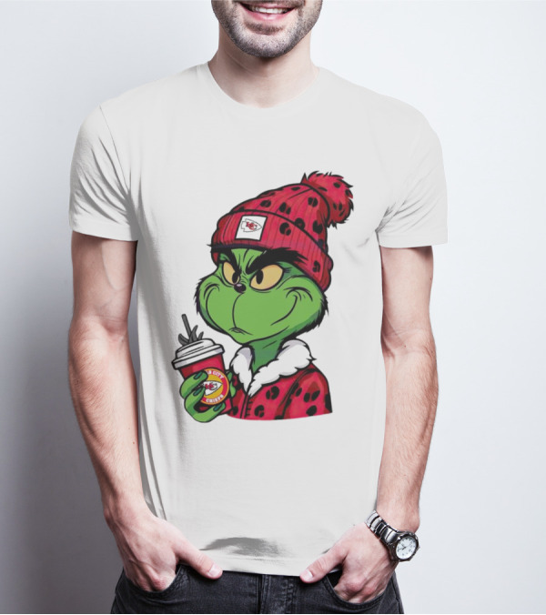 Grinch Kansas City Chiefs Leopard Print Coffee Cup T-Shirt