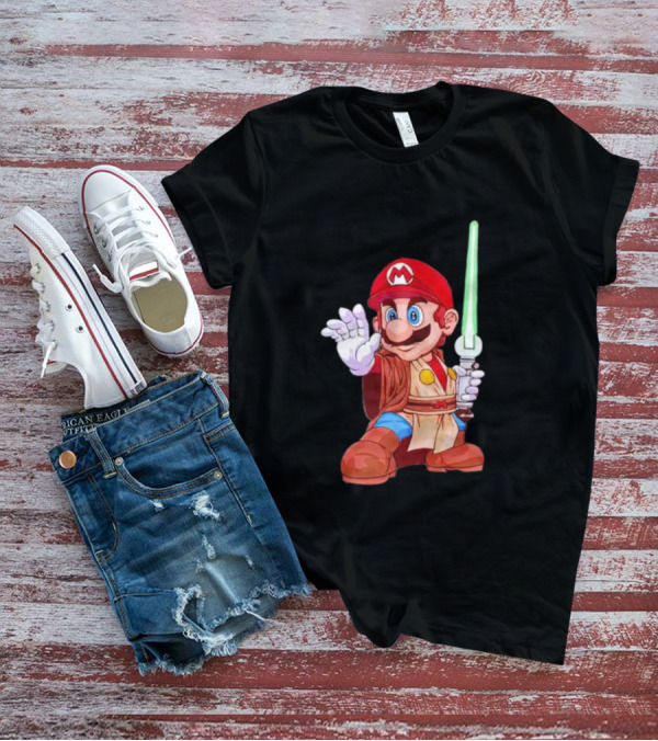 Mario Jedi Star Wars Crossover With Lightsaber T-Shirt