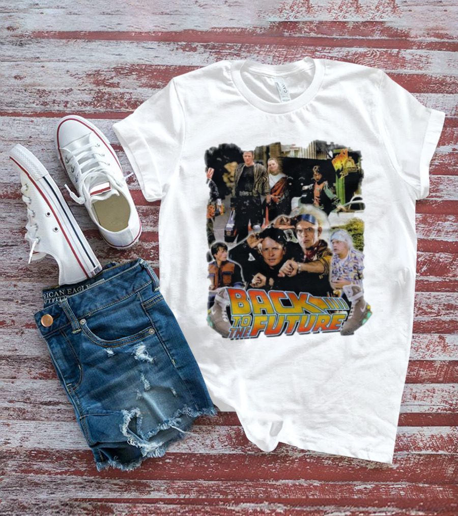 Back To The Future Movie Collage Iconic Characters And Scenes T-Shirt