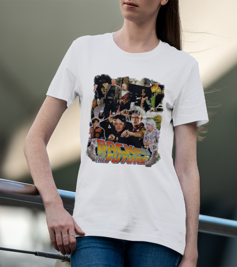 Back To The Future Movie Collage Iconic Characters And Scenes T-Shirt