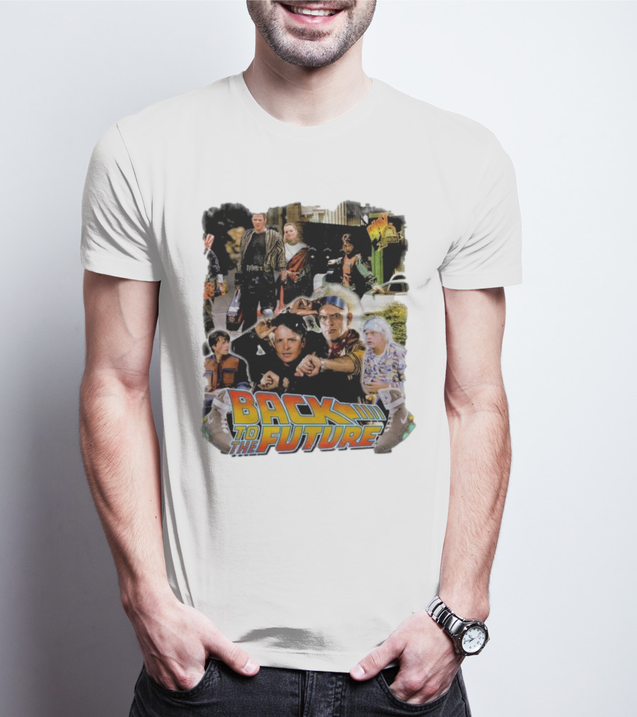 Back To The Future Movie Collage Iconic Characters And Scenes T-Shirt