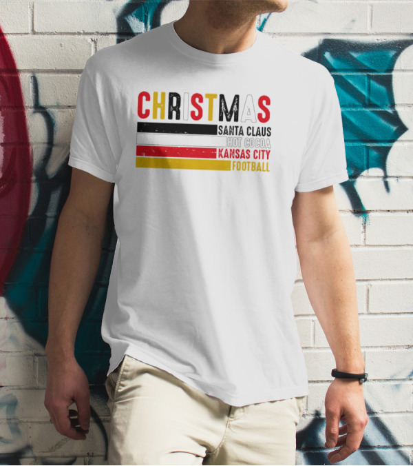 Christmas Santa Claus Hot Cocoa Kansas City Football T-Shirt