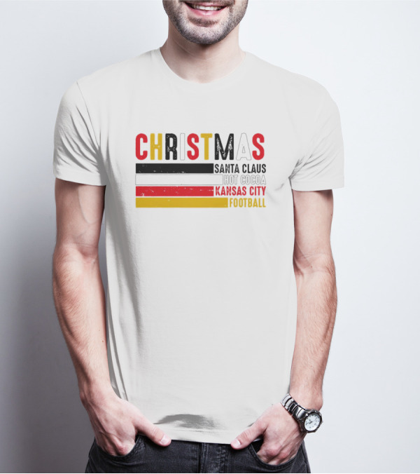 Christmas Santa Claus Hot Cocoa Kansas City Football T-Shirt