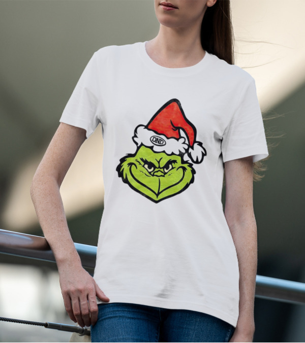 Grinch Christmas DND Santa Hat Image T-Shirt