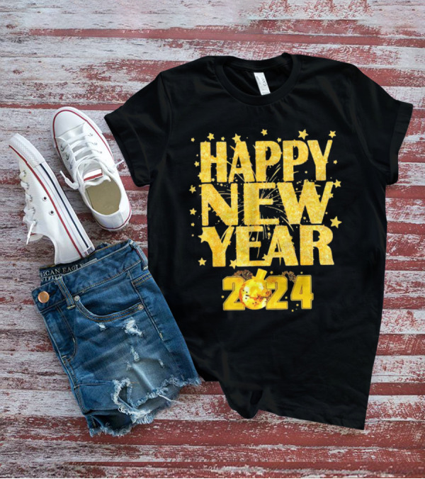 Happy New Year 2024 Fireworks Celebration Countdown Party T-Shirt
