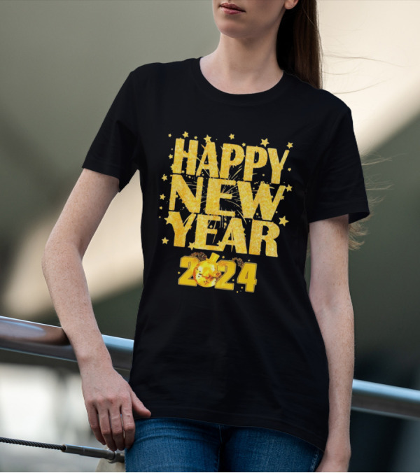 Happy New Year 2024 Fireworks Celebration Countdown Party T-Shirt