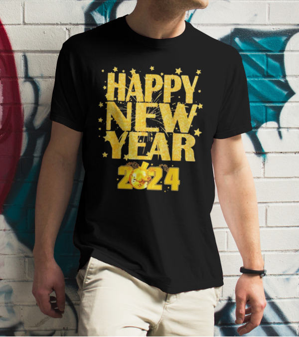 Happy New Year 2024 Fireworks Celebration Countdown Party T-Shirt