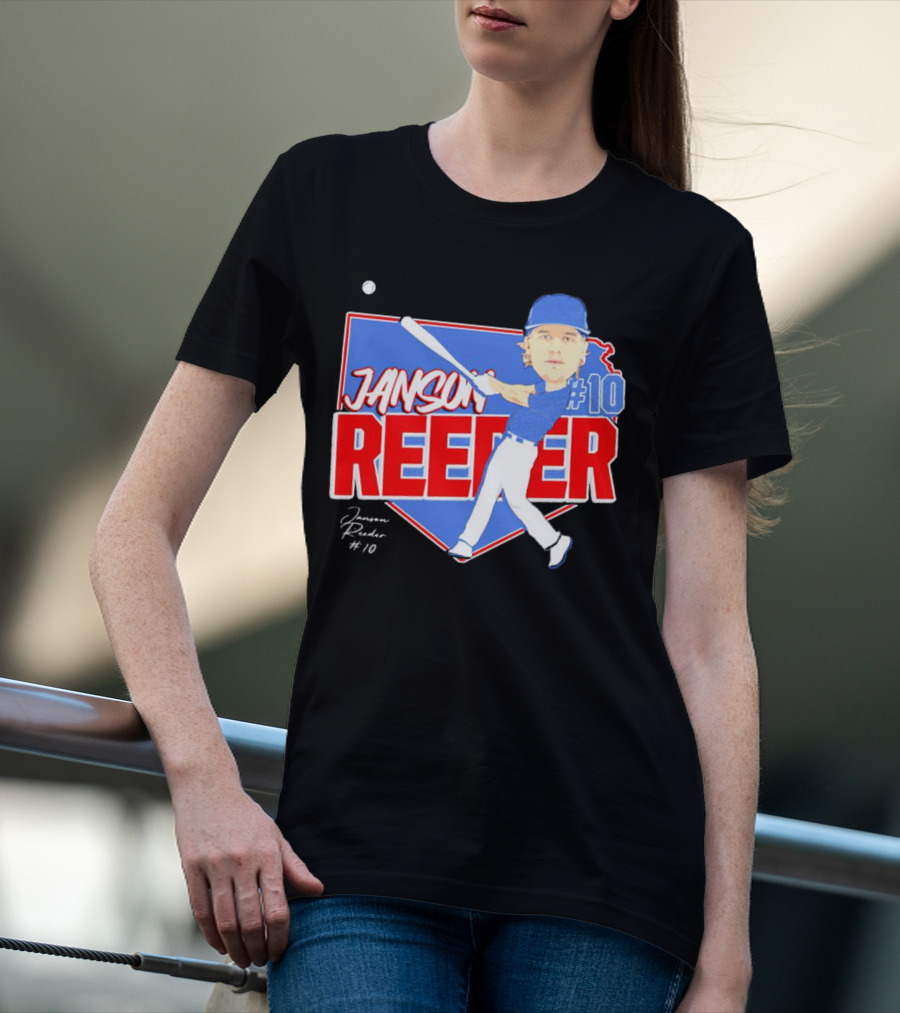 Janson Reeder #10 Baseball Cartoon Map Signature T-Shirt